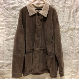 Mens XXL Orvis Leather Tan Sherpa Lined Coat